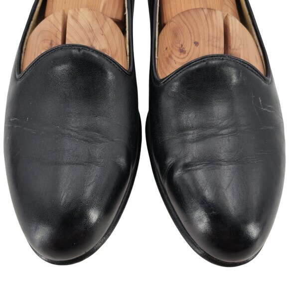 Vintage Bragano Cole Haan Men 10 Italy Black Calfskin Leather Dress Shoe Loafers - Picture 2 of 11